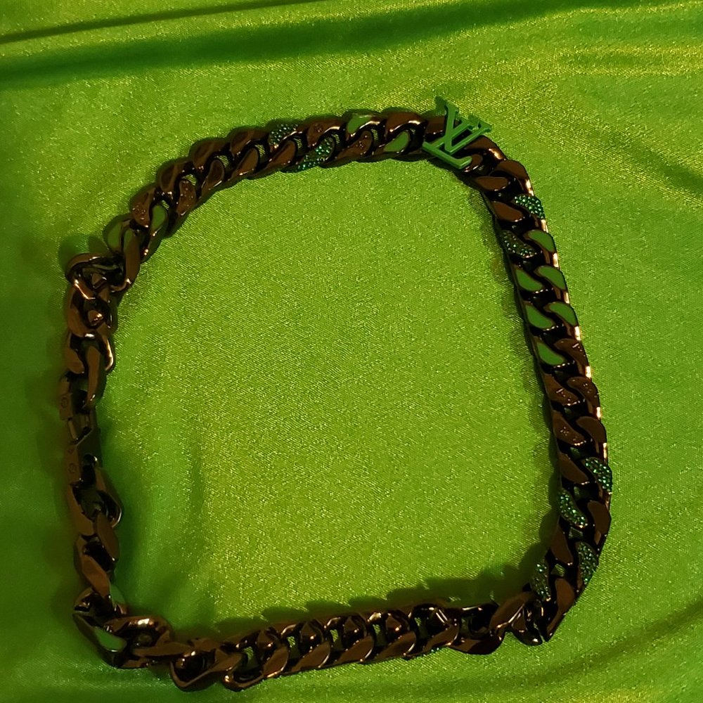 Louis Vuitton Monogram gunmetal necklace